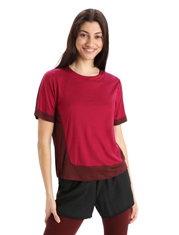 Dámské Tričko Icebreaker ZoneKnit™ Merino Krátké Sleeve Boxy Růžové | CZ 1359OKIR